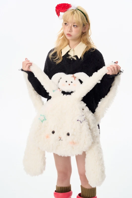 Yang Er Da Meng's Original Rabbit Shoulder Bag Girl Cute Backpack Big Ear Rabbit Bag Birthday Gift