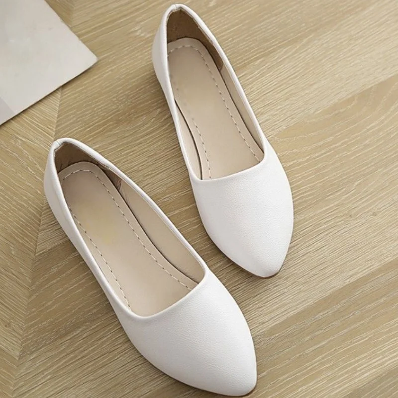 Nowe buty damskie szpiczasty nosek płaskie miękkie podeszwy obuwie damskie