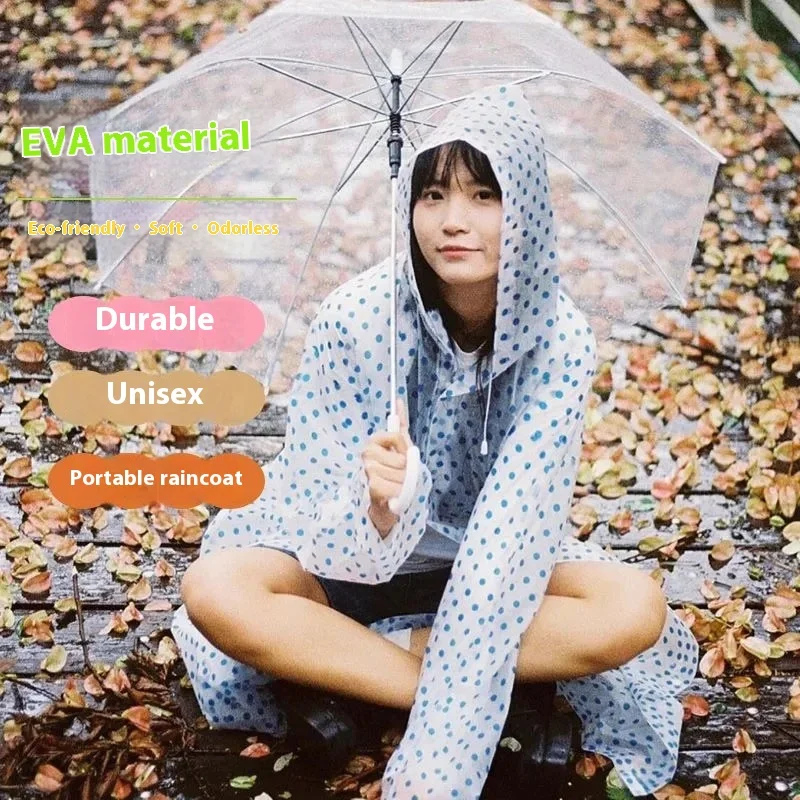 Rainwear Adult Travel Outside Men and Women Full Body Thickened Polka Dot Rain Poncho Outdoor Mountaineering Reusable