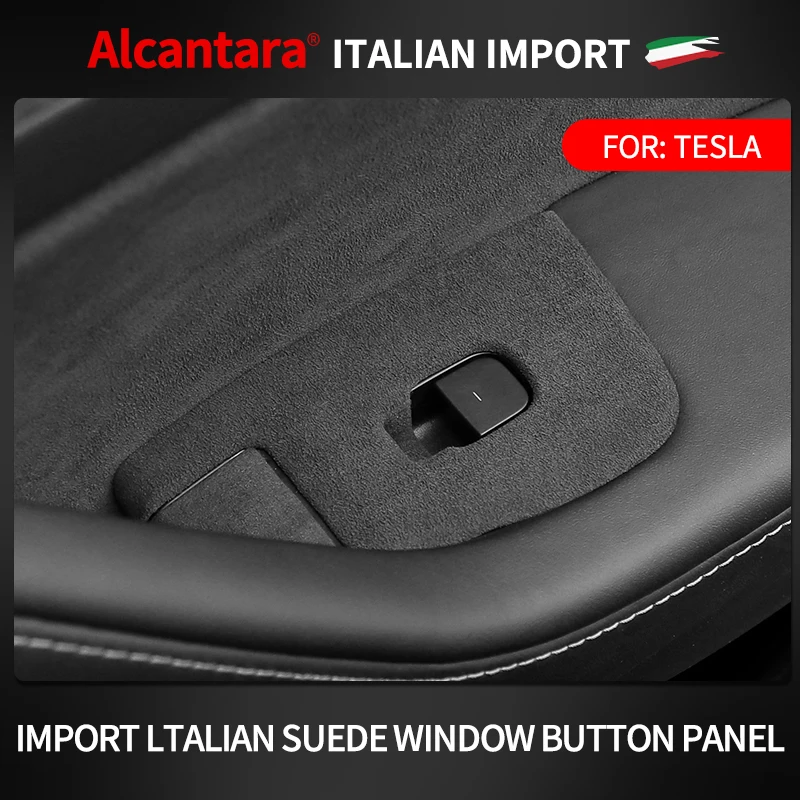 Car window regulator switch control panel button decorative sticker Alcantara suede For Tesla Model 3 Model Y car accessories