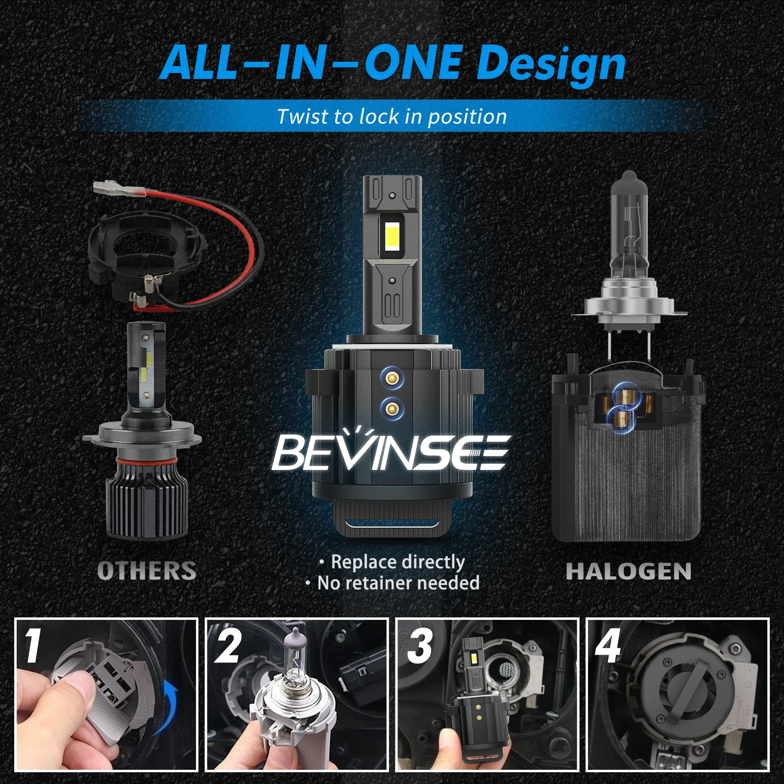 BEVINSEE 100 واط 10000LM H7 LED المصابيح الأمامية الكل في واحد عالية الطاقة لفولكس واجن جولف 6 MK6 جولف 7 MK7 توران لشركة فولكس فاجن باسات 12 فولت #4