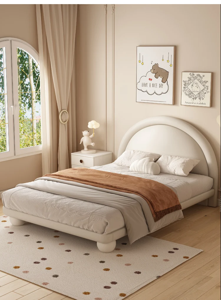 

Children's bed boy solid wood leather bed cartoon bear 1.5 meters boy room bed single child bed