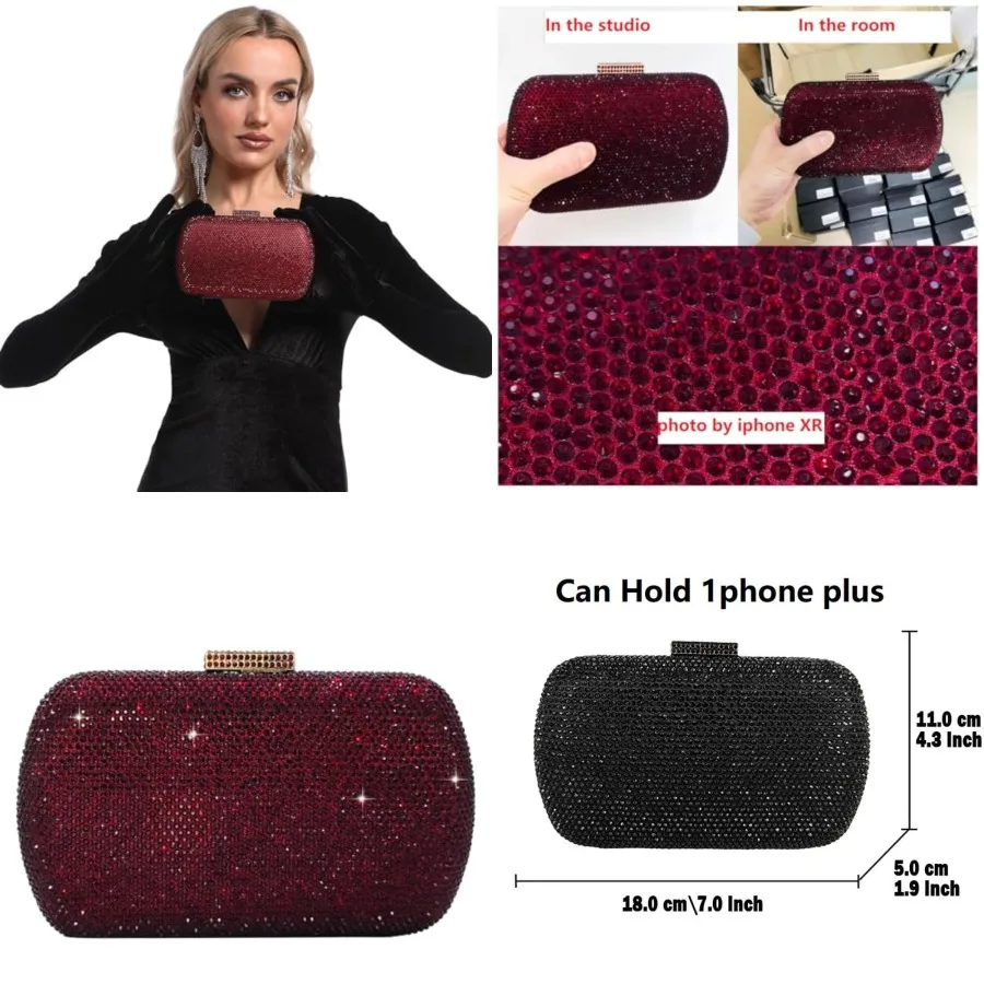 

Boutique De FGG Mini Rhinestone Clutch Purse, Evening Bags and Clutches for Women Formal, Crystal Clutch Bag Wedding Handbags