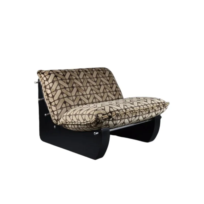 

Designer solid wood cloth leisure chair old money retro style jacquard fabric single sofa