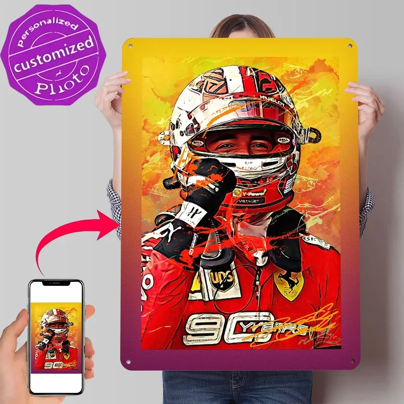 Charles Leclerc 3D Printed Texture Poster Personalized Wall Art Retro Metal Tin Signs for Decoration Garage Decorations House