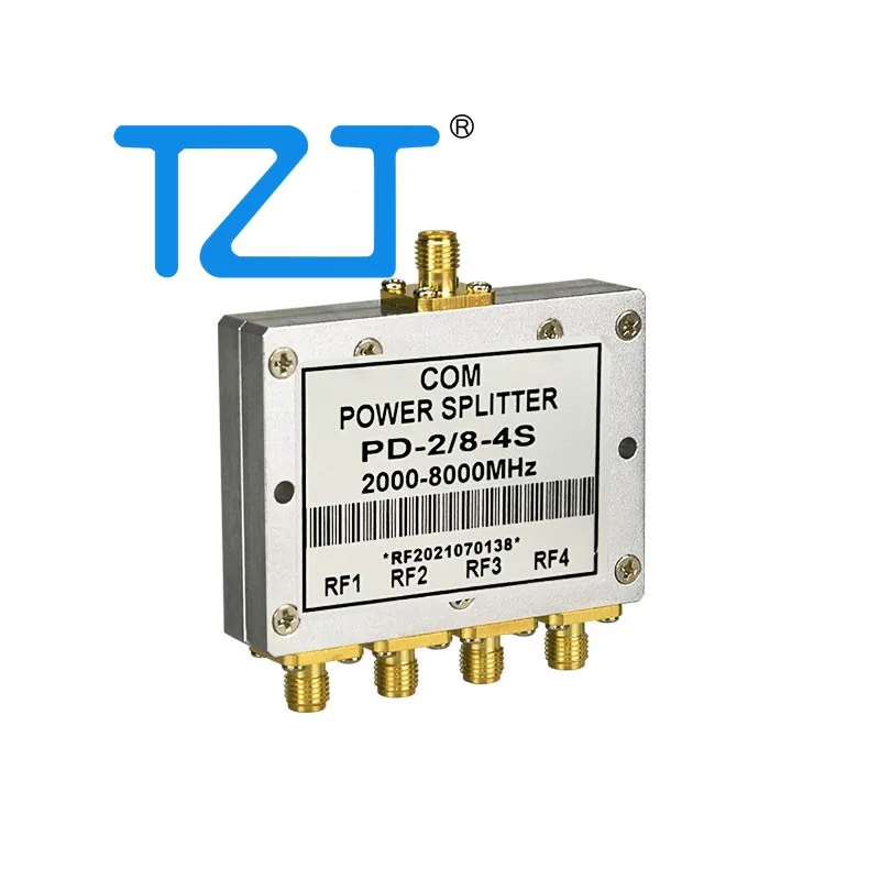 

TZT PD-2/8-4S 2000-8000 МГц 2-8 ГГц микрополосный 4-полосный разветвитель мощности с разъемами SMA «мама-мама»