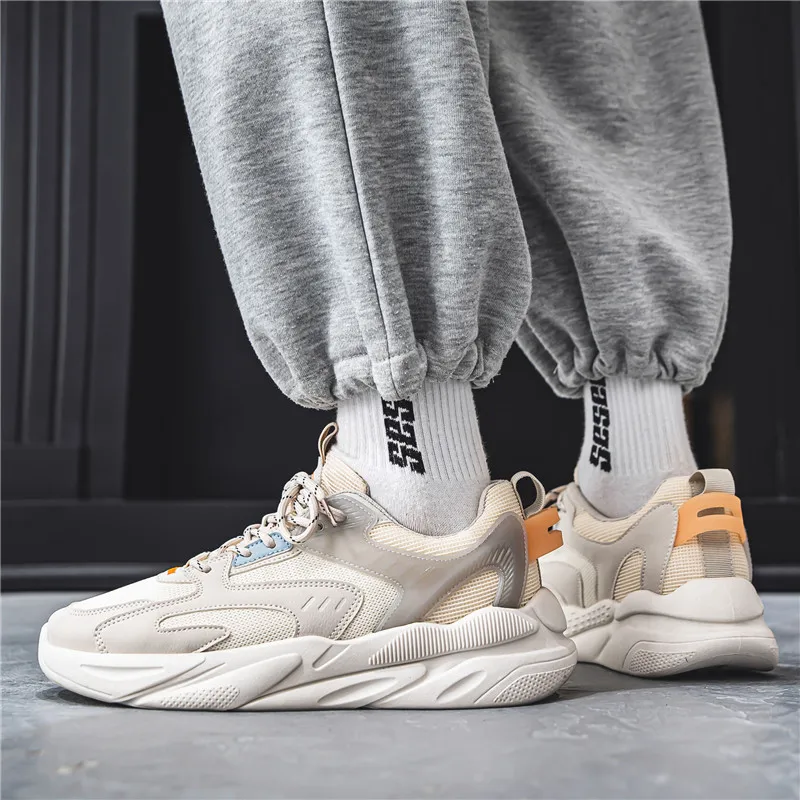 

New High-quality, Multi-color, Thick-soled, Breathable, Fashionable and Casual Men's Lace-up Sports Shoes for Four Seasons