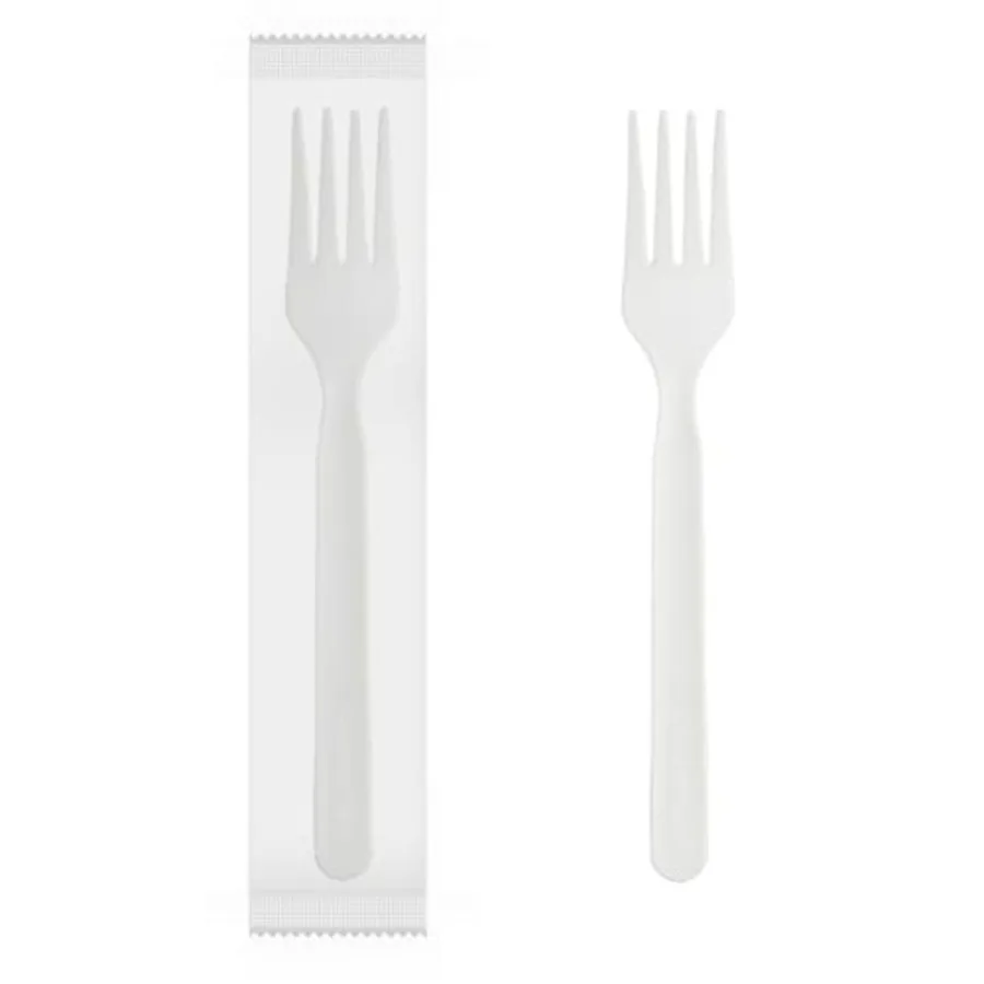

500 Count 7" Series Heavy-duty Compostable Forks BPI Certified Individually Wrapped Forks With Compostable Wrapper Alternative