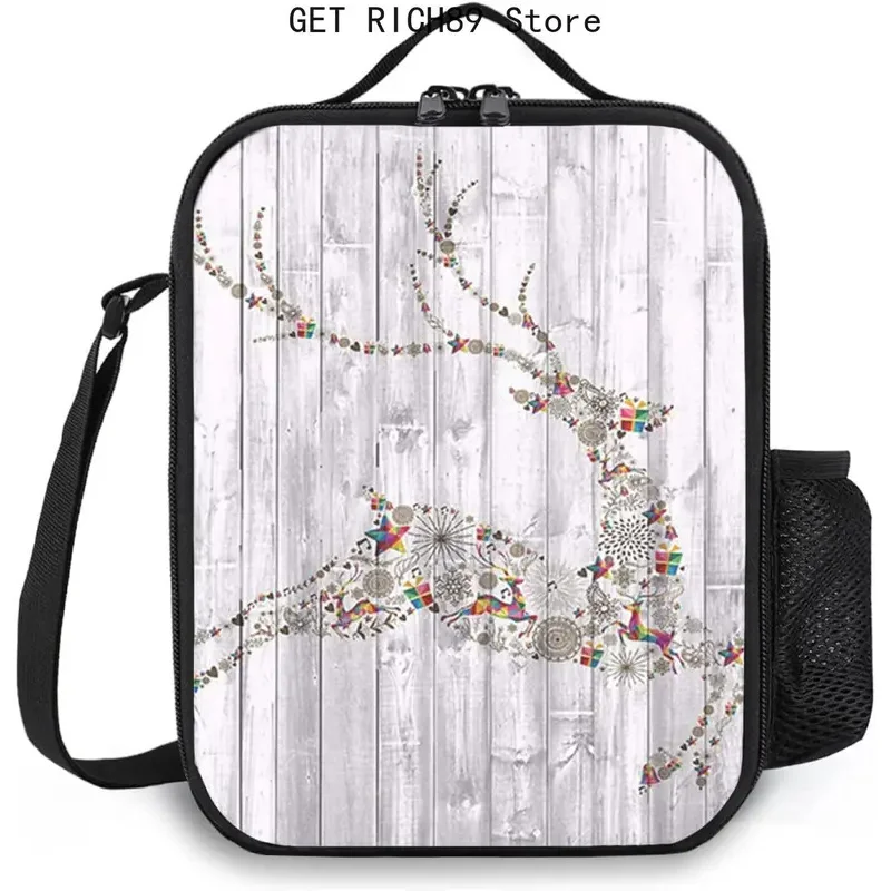 Deer Insulated Women/Men,Colorful Animal,Reusable Lunch Box for Office Work Picnic,Lunch Bag with Adj