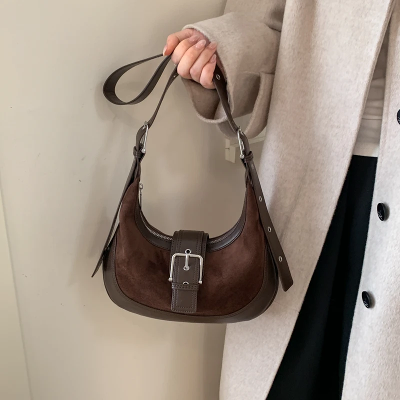 Stylish Women's Crossbody Bag - MOODS Designer Belt Buckle Hobo