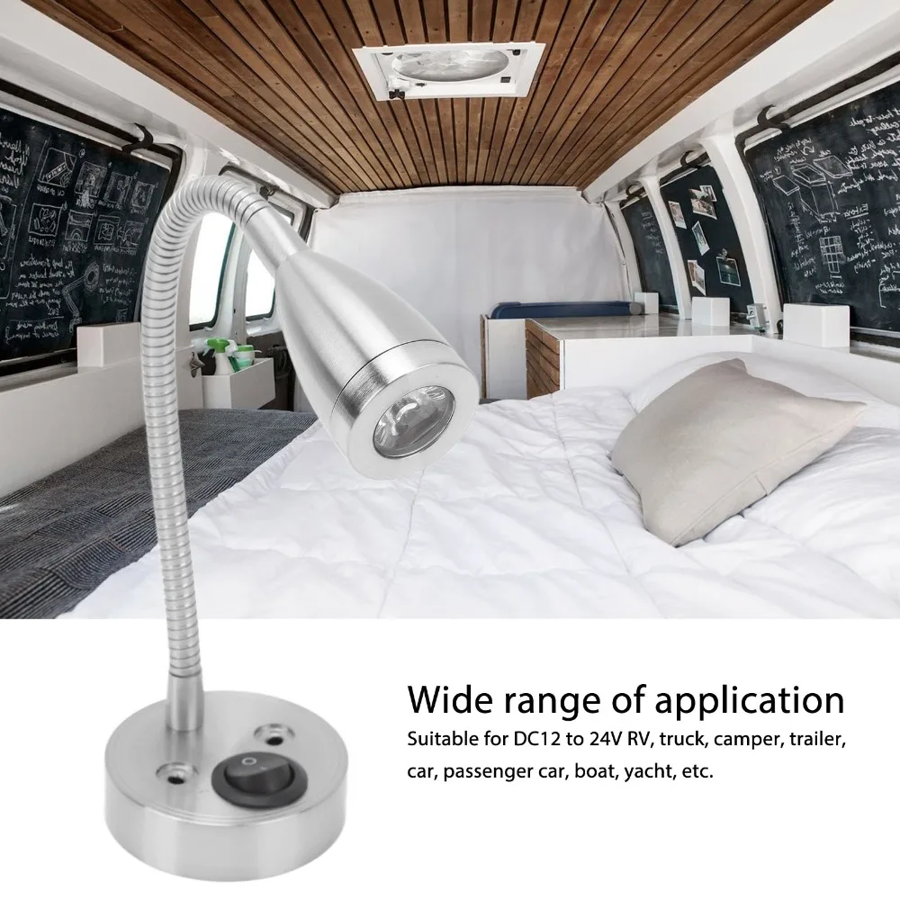 360 Degree Swivel RV LED Light Warm White Light Gooseneck Light Flexible Light for DC 12V to 24V for Wiring Installation Use RV