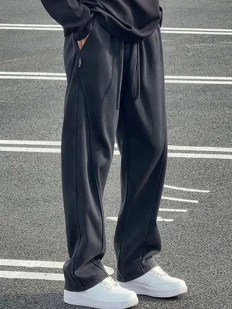 

Мужские спортивные брюки свободного кроя с эффектом потертости, весна-осень, струящиеся, расслабленные, повседневные, на шнурке, для спорта и отдыха