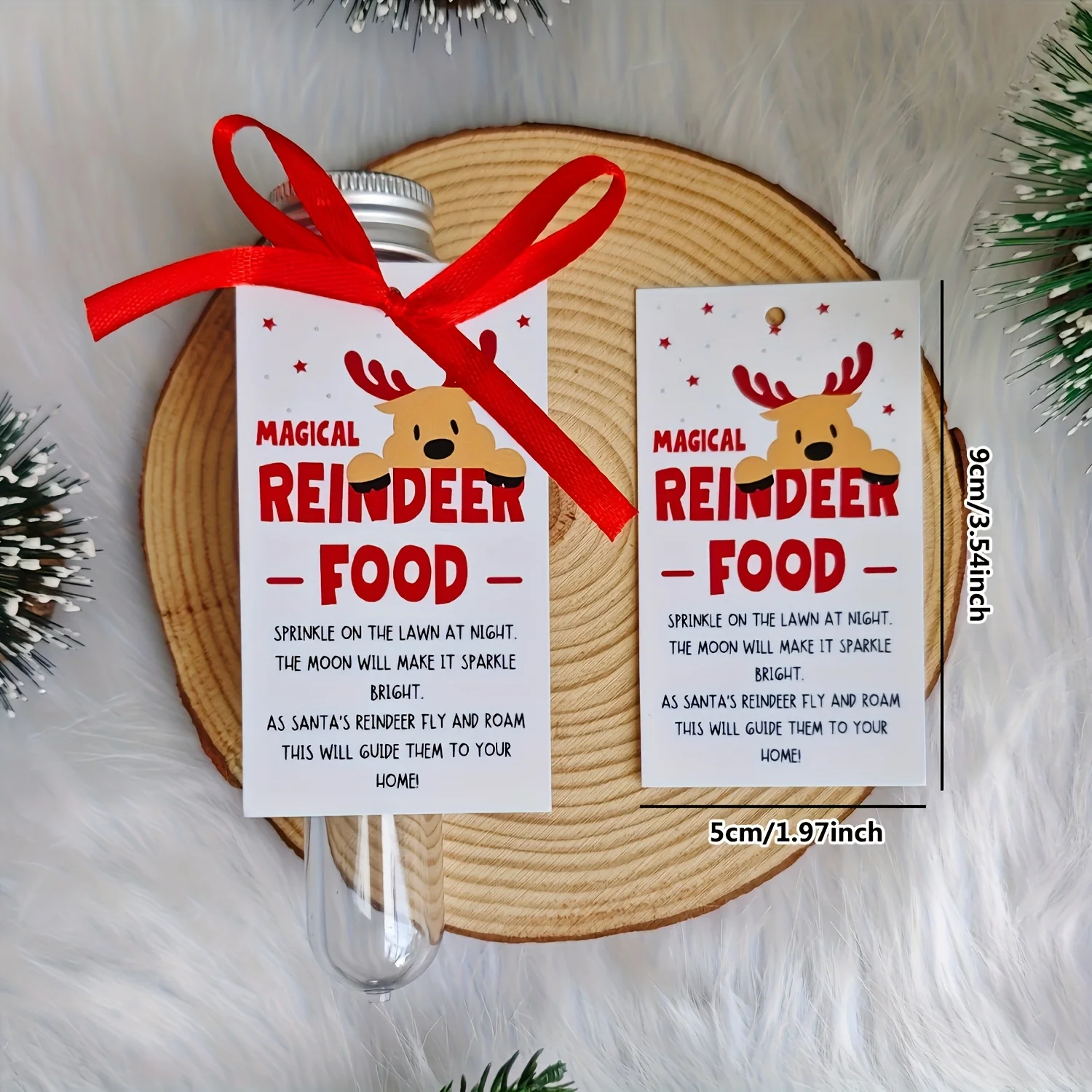 10 Sets [Plastic Bottle + Bowknot Greeting Card] Christmas Creative Candy Storage and Packaging Gift Box, Suitable for Decorations, Creative Design Reindeer Gift Cards, Plastic Test Tubes, the Perfect Christmas Eve Gift