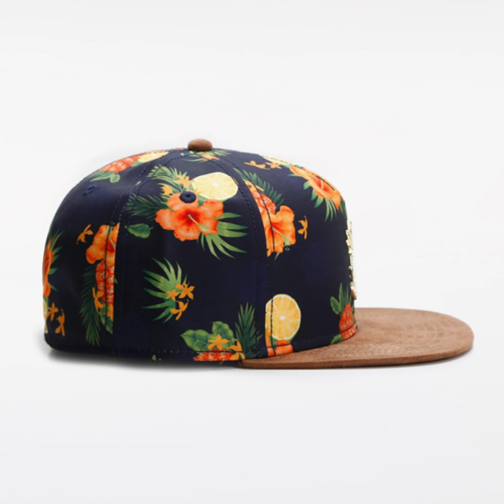 Fashion Hat American-style FRUITY SUMMER CAP Metal Pineapple Hip-Hop Hat, Unisex Flat-Brimmed Hat, Sunshade Hat, Baseball Cap