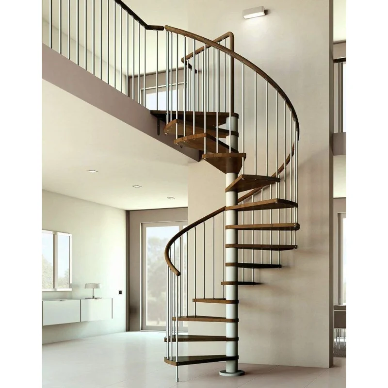 Custom.Easy Installed Commercial Glass Step Staircase Indoor Wood Tread Helical Stairs