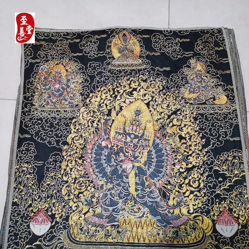 Tibet Tibetan Cloth Silk Vajra bull head ming wang Thangka Tangka Embroidery Painting Embroidery Hanging Pictures