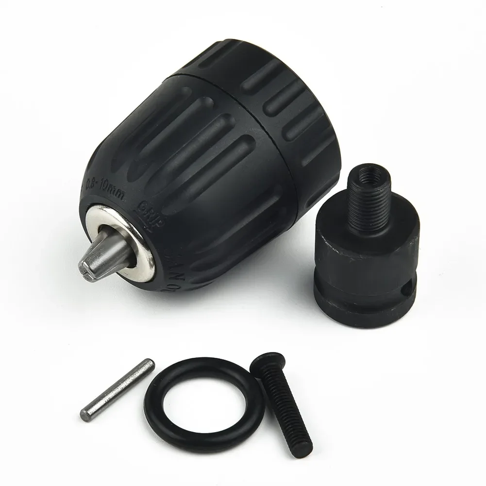 1Pc Keyless Drill Chuck 0.8-10mm With 1/2 Inch Square Adapter For 3/8-24UNF Thread Cordless -Impact Wrench Power Tools Part
