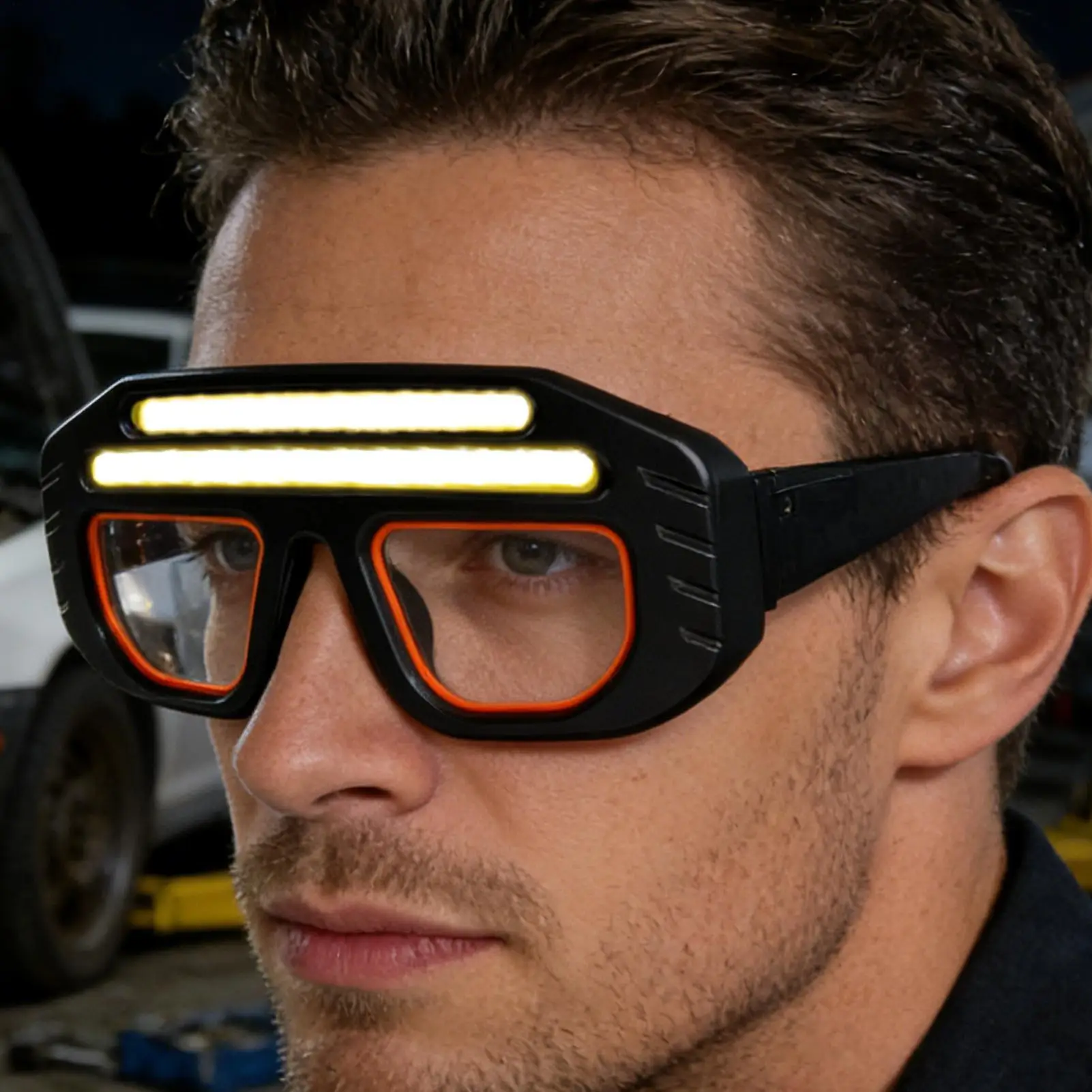 LED Rechargeable Headlight Glasses with Motion Sensor Hands Free Light Up headlamp for Camping Fishing Cycling Hiking
