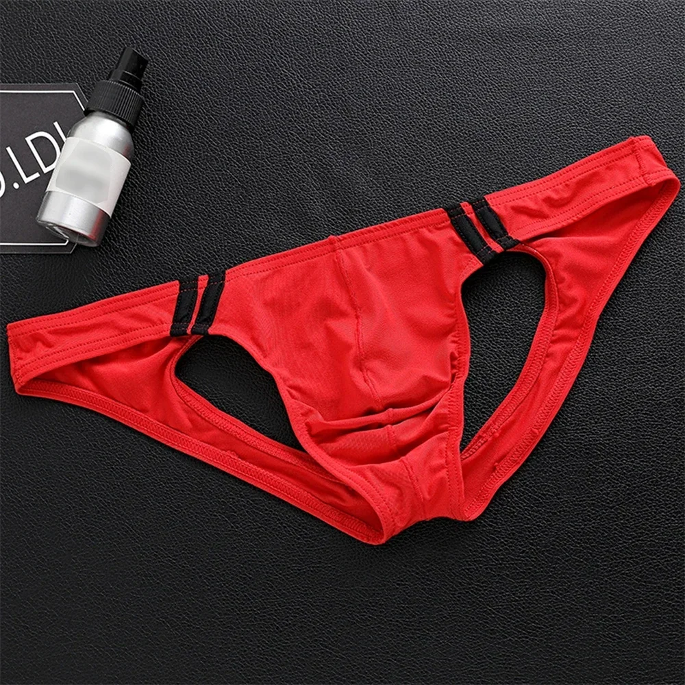 Mens Sexy Open Butt Biancheria Intima Uomo Vita Bassa Scava Fuori Slip T-back Perizoma Maschio Gay Elastico Bikini G-String Mutande Mutandine