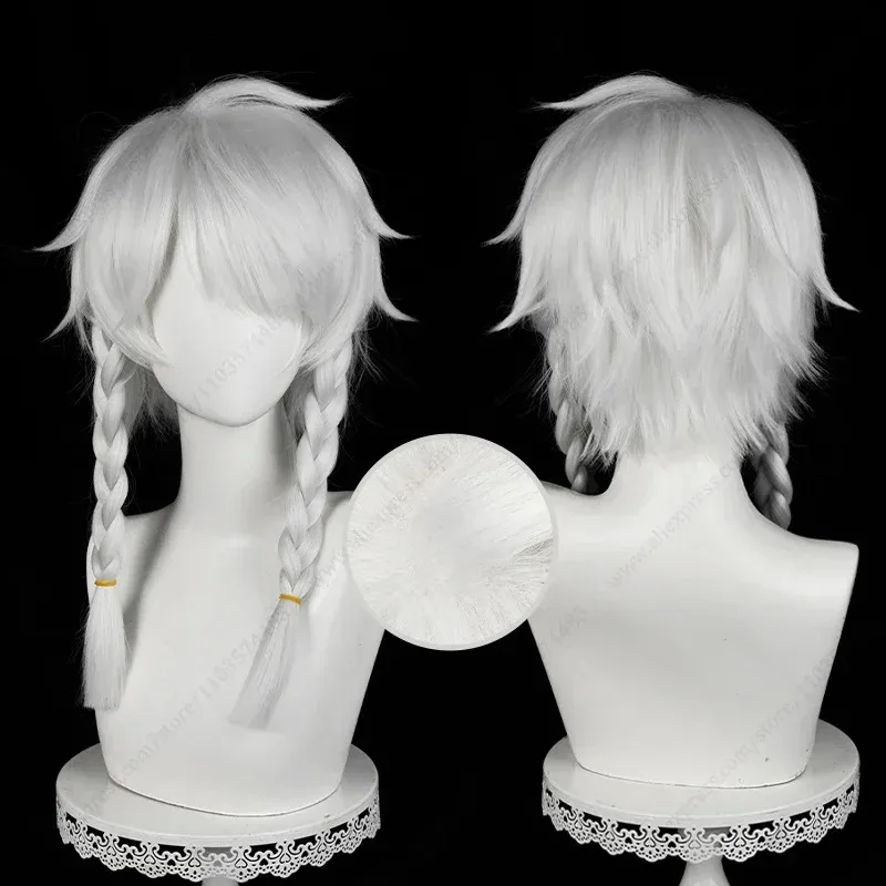 2025 シーア エリ クラーク コスプレウィッグ 45cm ロング シルバーホワイト ブレイズ 耐熱性合成毛 yi;4