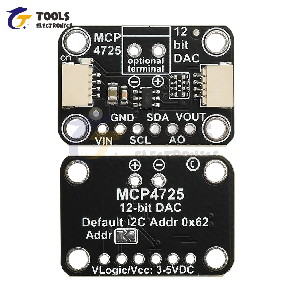 MCP4725 Breakout Board 12-bit I2C DAC Digital to Analog Conversion Module Compatible with STEMMA QT Qwiic 2.7-5.5V