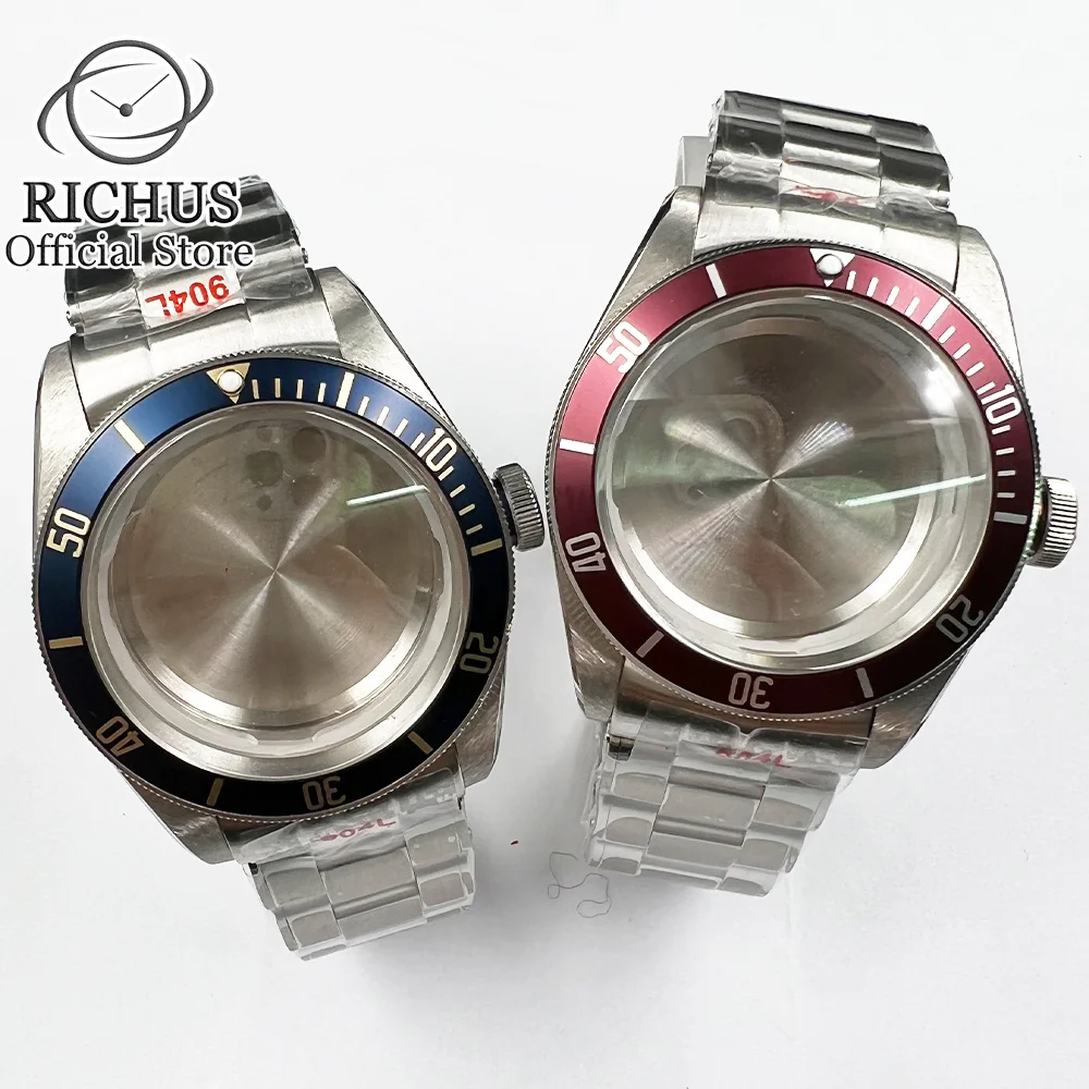 

41mm watch case fit NH35 NH36 ETA2824 PT5000 Seagull ST2130 movement Silver case stainless steel domed sapphire glass