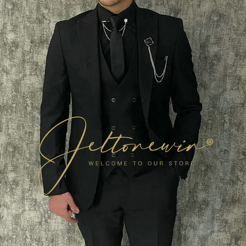 

Vintage Men Suits For Groom Wedding Tuxedo with Stand Collar 3 Piece Male Fashion Costume Set Jacket Vest Pants Costume Homme