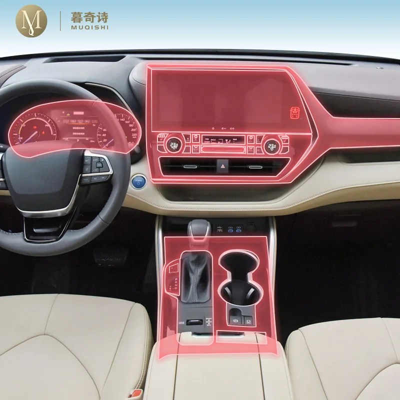 

pre cut Car interior gearbox panel TPU protective film screen anti scratch repair Stickers For Toyota Highlander 20-2024