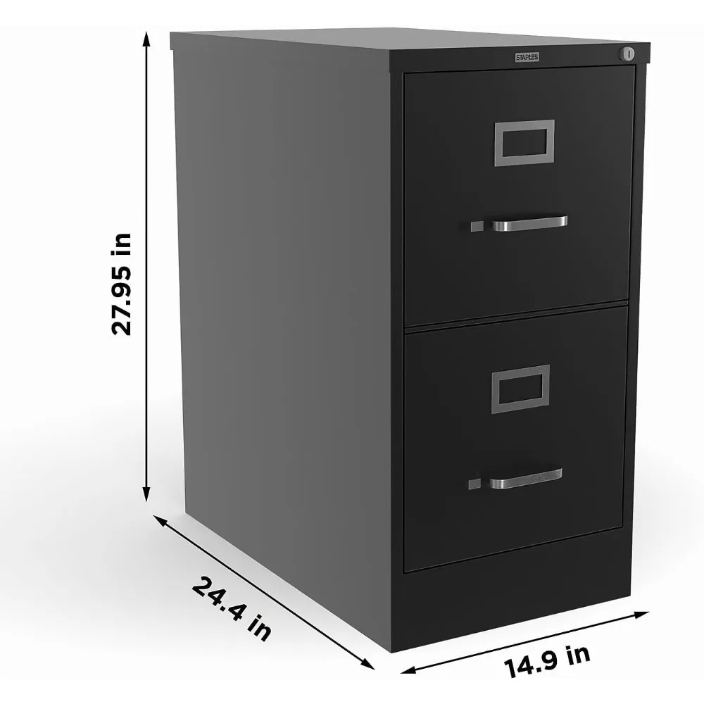 Vertical 2-Drawer Letter Size File Cabinet Lockable Storage Cabinet Black 24.4D x 14.9W x 27.95H for Office Documents