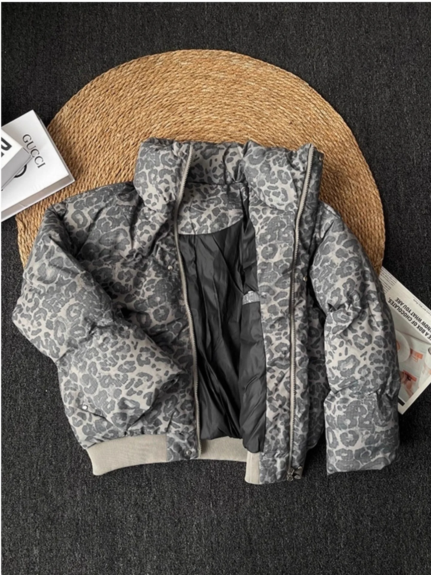 

Мужская зимняя хлопковая куртка с леопардовым принтом Cleanfit, повседневная верхняя одежда с воротником-стойкой и воротником-стойкой Cleanfit