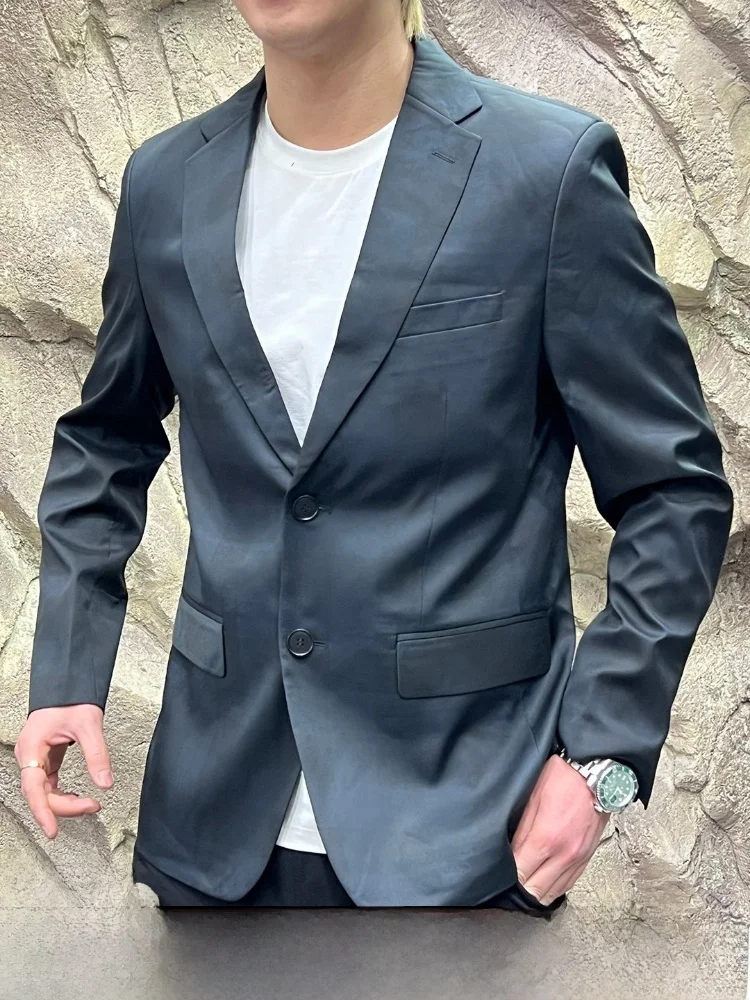 

Мужская повседневная деловая куртка в стиле пэчворк с цветовыми блоками, осенне-весенняя, приталенная, с длинными рукавами, однотонная, с цветочной вышивкой