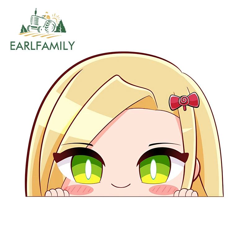 EARLFAMILY 13cm Chibi Anime Peeker Cute Decals School Glowing Eyes for Car Accessories JDM Personality Car Stickers Decor