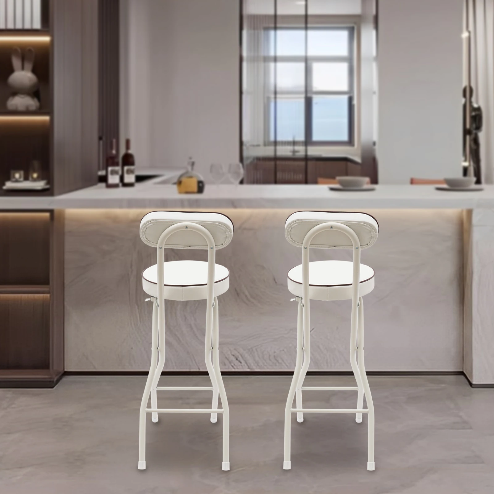 2 قطعة 25.6 بوصة ارتفاع قابل للتعديل للطي بار البراز ث/مقعد مبطن ، الحديثة المطبخ مكافحة البراز مجموعة لبار الإفطار ، مقهى المنزل