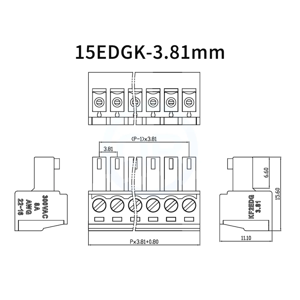 (5 Sets) KF 2EDGRK + 2EDGK 3.81mm Fixed Baseplate Solderless 15EDGRKC + 15EDGK 3.81 Pair Plug Plug-In Terminal Block 2-24Pin