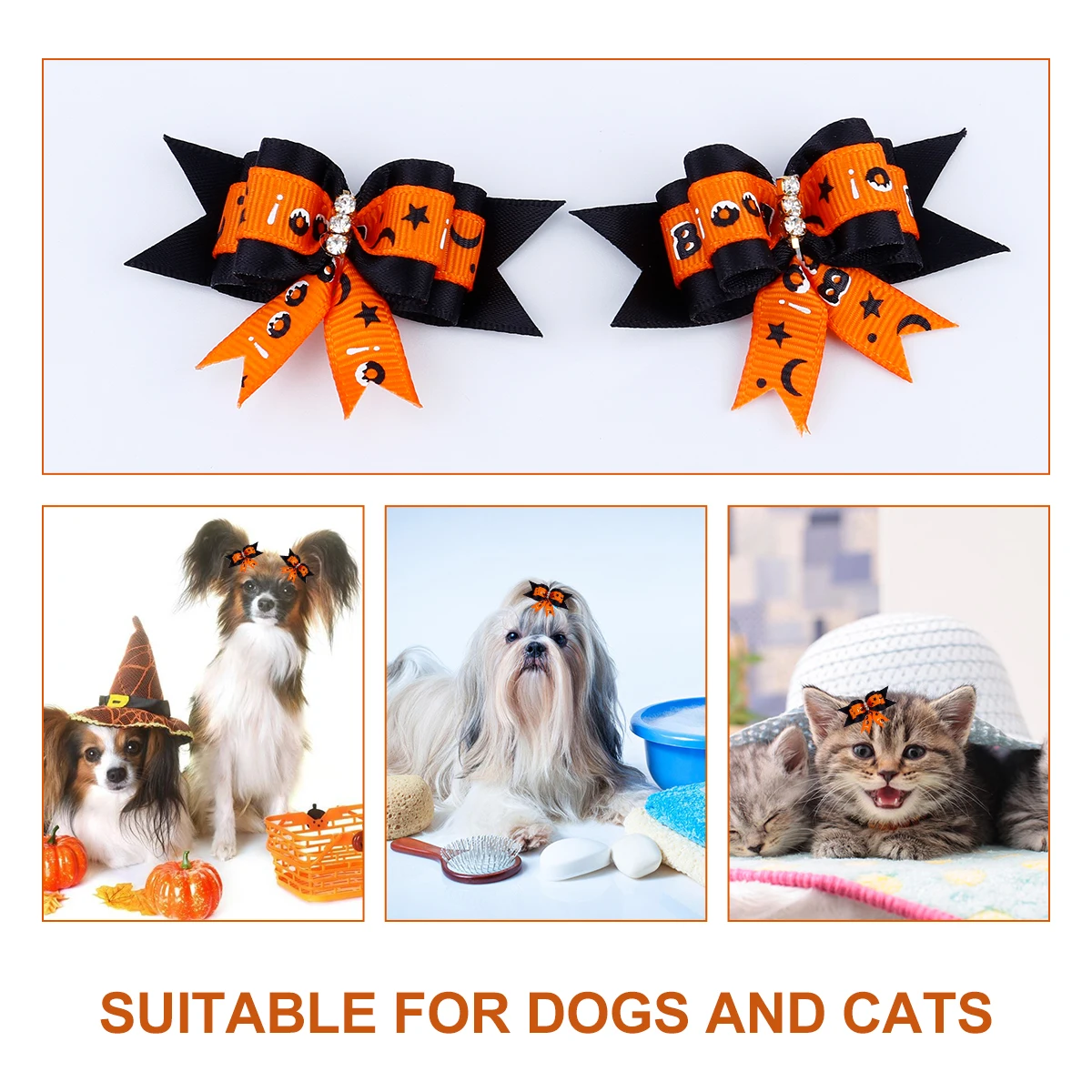 

10 Pcs Pet Headgear Assorted Color Accessories Dog Headdress Halloween Rubber Band Cloth for