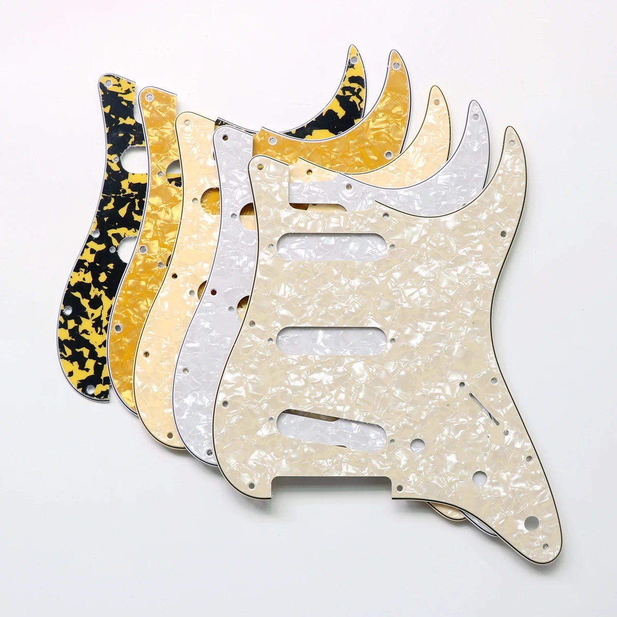 Donlis 11 Scews SSS White Pearloid ST Electric Guitar Pickguard American Standard Gold Cream Pearl Guard