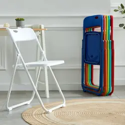 Sillas plegables apilables modernas, silla plegable de plástico para comedor, silla de poste de acero sin brazos para el hogar, silla cómoda para eventos