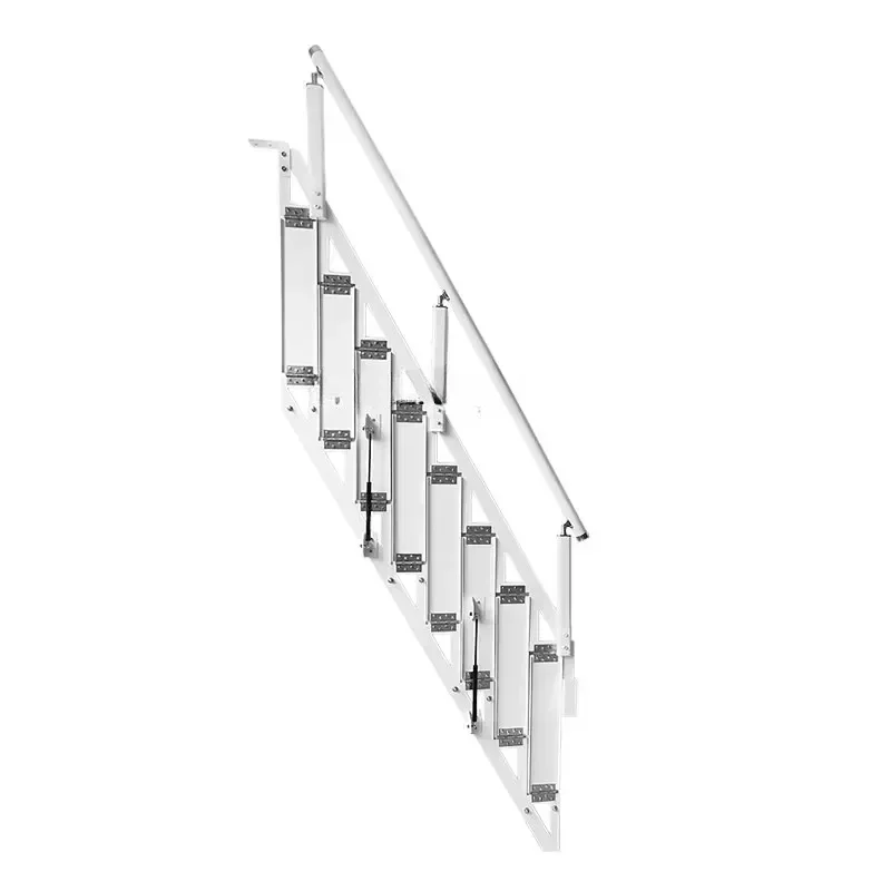 Pedal Folding Wall-Saving Place against the Wall Stairs Steel Wood Oblique Beam Straight Ladder Duplex Folding Stairs Attic