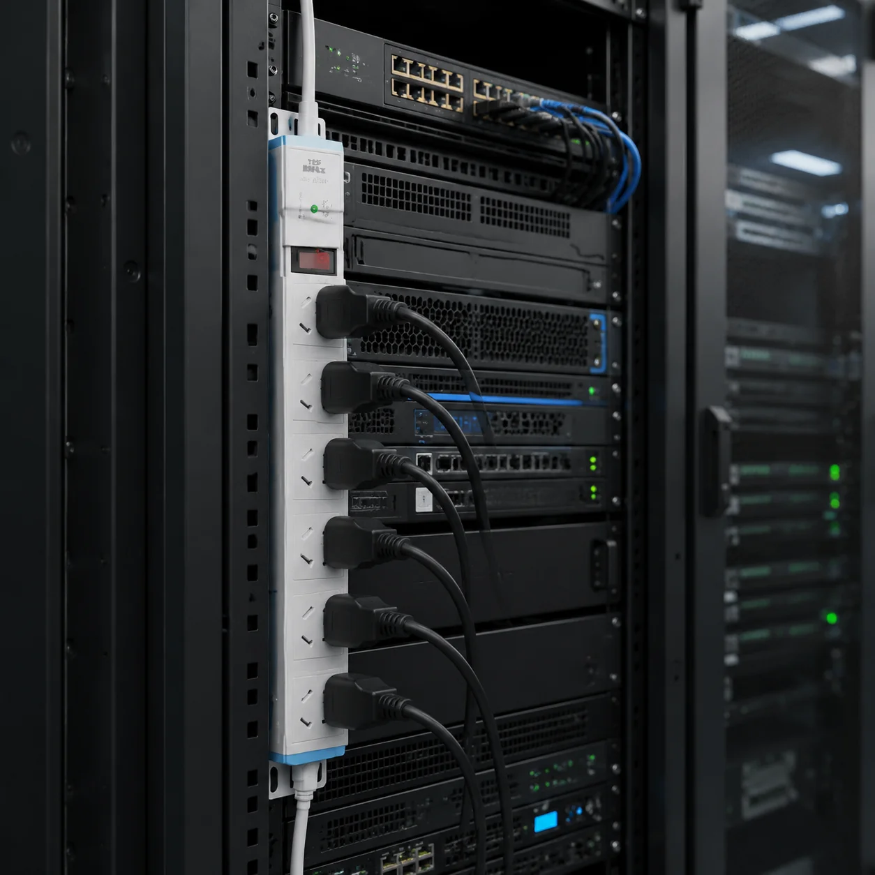 Power Distribution Unit Protector PDU for Data Center 19 Inch Server Rack Industrial Power Strip Flame Retardant PC