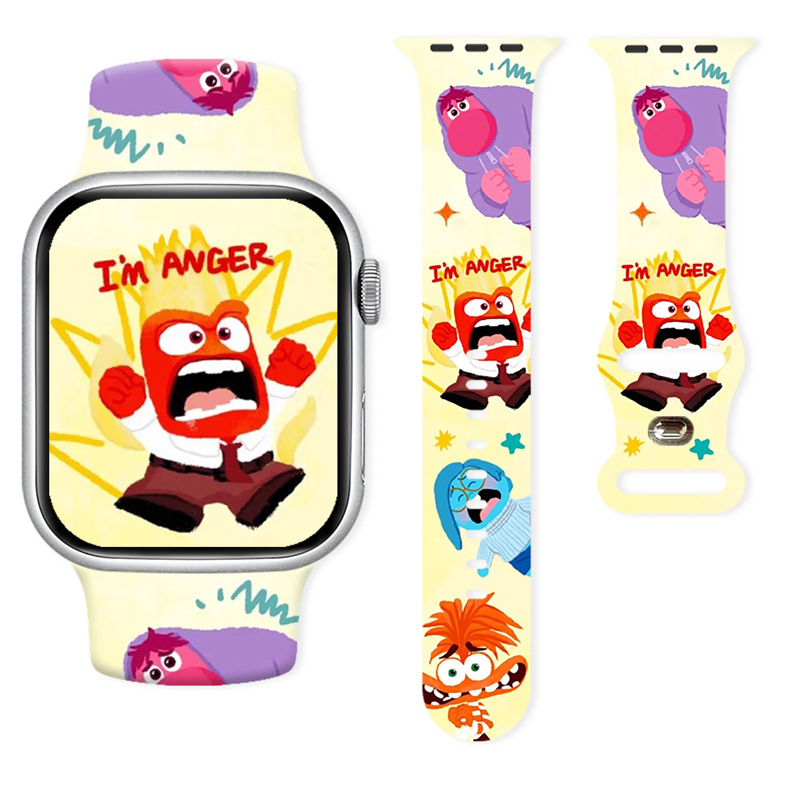 Disney Inside Out 2 Silicone Printed Strap for Apple Watch 9 8 7 SE 6 Band Replaceable Bracelet for iWatch 45mm 44mm 42mm 41mm