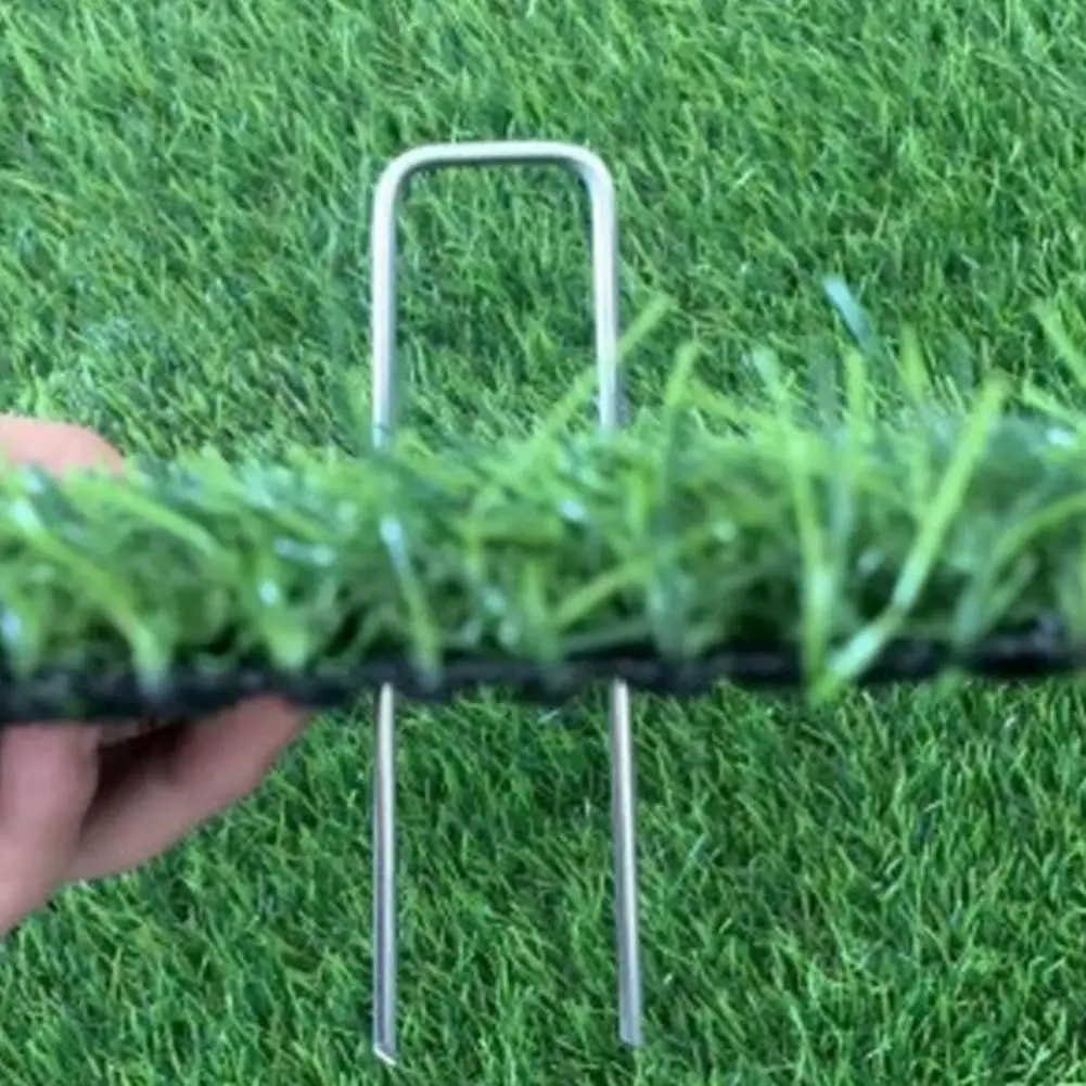 Landscape Pins Ground Stakes 100 Pcs Galvanized Steel Landscape Staples U-shaped Garden Stakes for Geotextile Fabric Lawn Patio