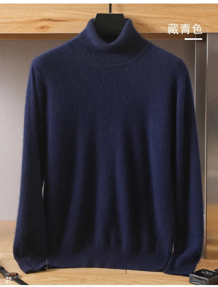 Herren-Pullover aus 100 % reinem Nerz-Samt-Kaschmir mit hohem Revers, gestrickt, für den Winter, neue Oberteile, langärmelige High-End-Pullover – Detail 21