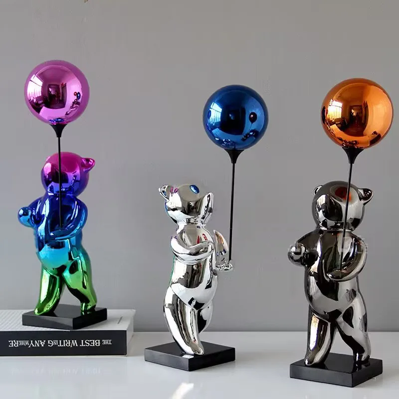 

Room Decoration Balloon Bear Statues Sculptures Luxury Home Decorations Modern Action Figure Desk Accessories Holiday Gifts