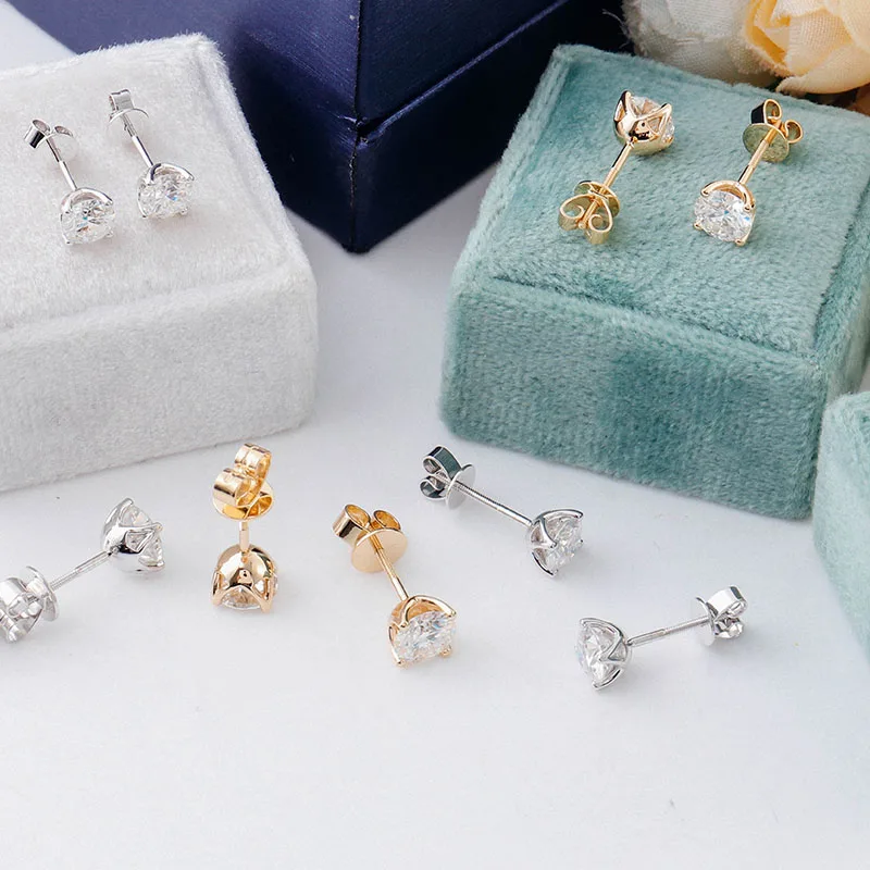 بروفانس 925 الفضة مارتيني نمط وأقراط 5 مللي متر Def مويسانيتي مستديرة GRA Cert التصميم الكلاسيكي مع المسمار الخلفي للنساء الرجال