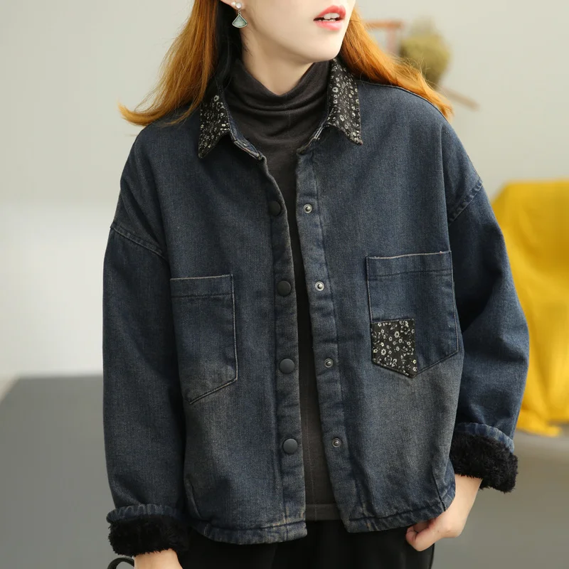 

Женские джинсовые брюки Fce на подкладке Thiened ort Jaet с верхним воротником и пуговицами, длинные зимние хлопковые цвета для поездок на работу