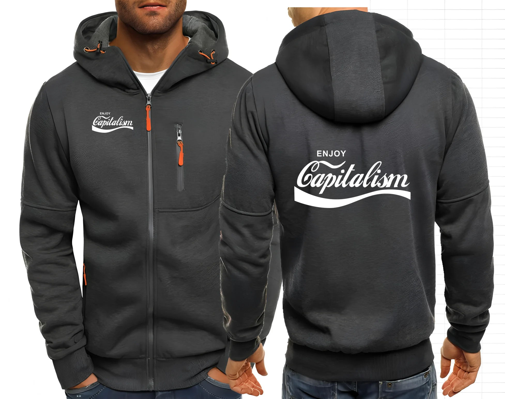 

Limited Enjoy Capitalism Мужская пародия с капюшоном Karl Marx Толстовки на молнии Куртки Пальто Пуловер Повседневная куртка с капюшоном FF