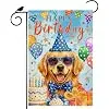 Dog Cake Gifts Birthday Garden Flag Double Sided Yard Decor 12x18In jjp