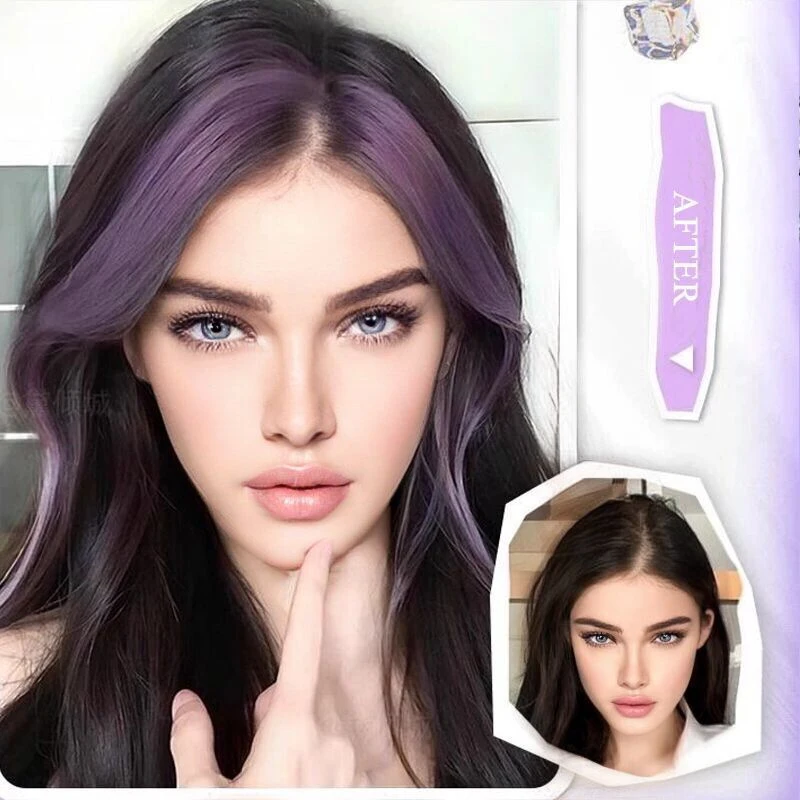 Estensione Topper per capelli parte centrale sintetica viola rosa nero Clip In frangia falso falso parrucchino per le donne uso quotidiano della