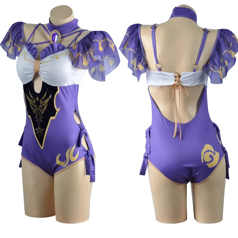 Anime Game Genshin Impact Hu Tao Lisa Minci Gorou Cosplay Costume with Chest Pad Without Steel Ring Swimsuit Woman Sexy Bikini