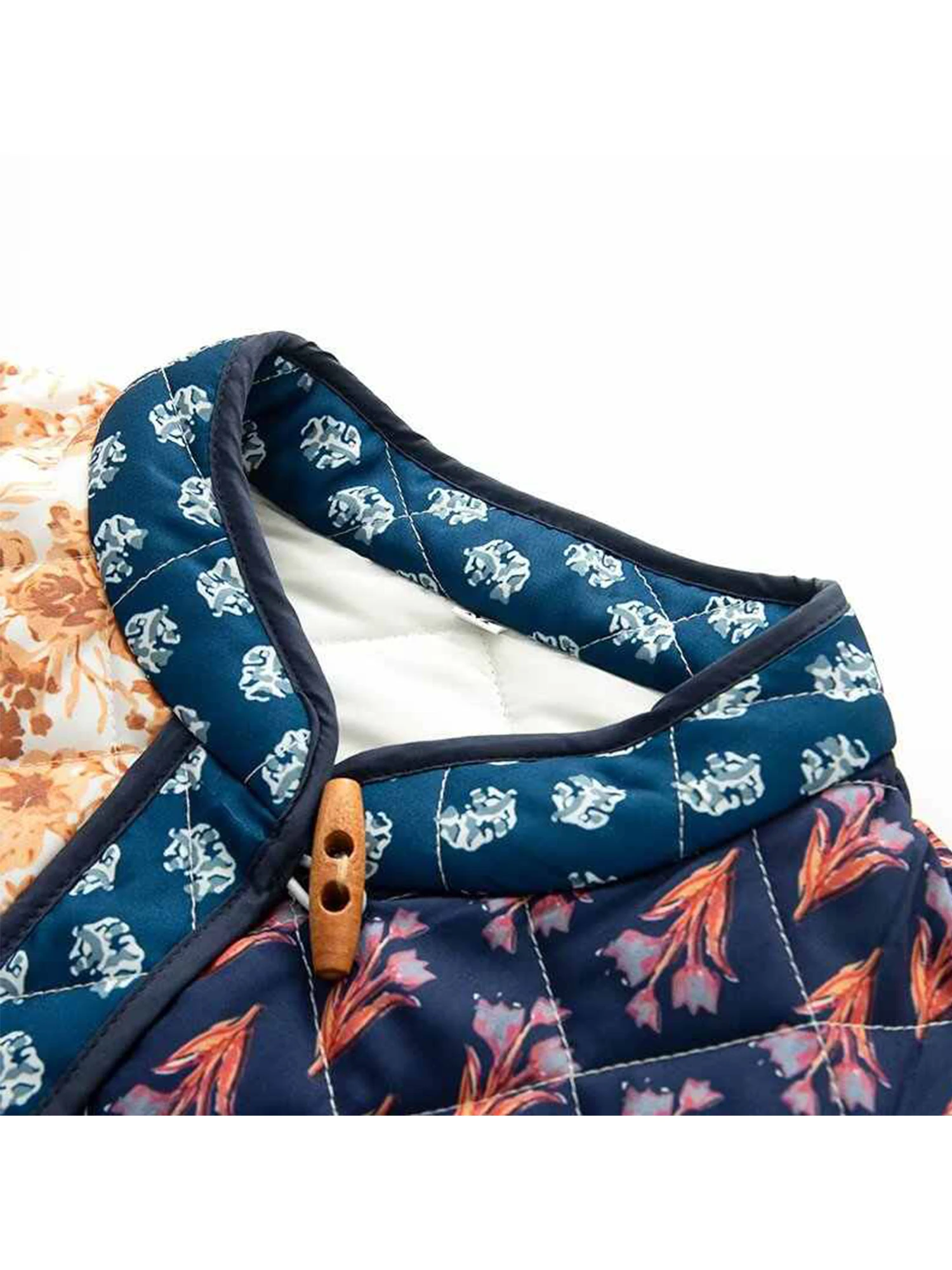 Women's Patchwork Flower Print Padded Jacket Warm Thicken Parka Jacket Harajuku Outerwear Jackets Vintage 2000s Winter Clothes